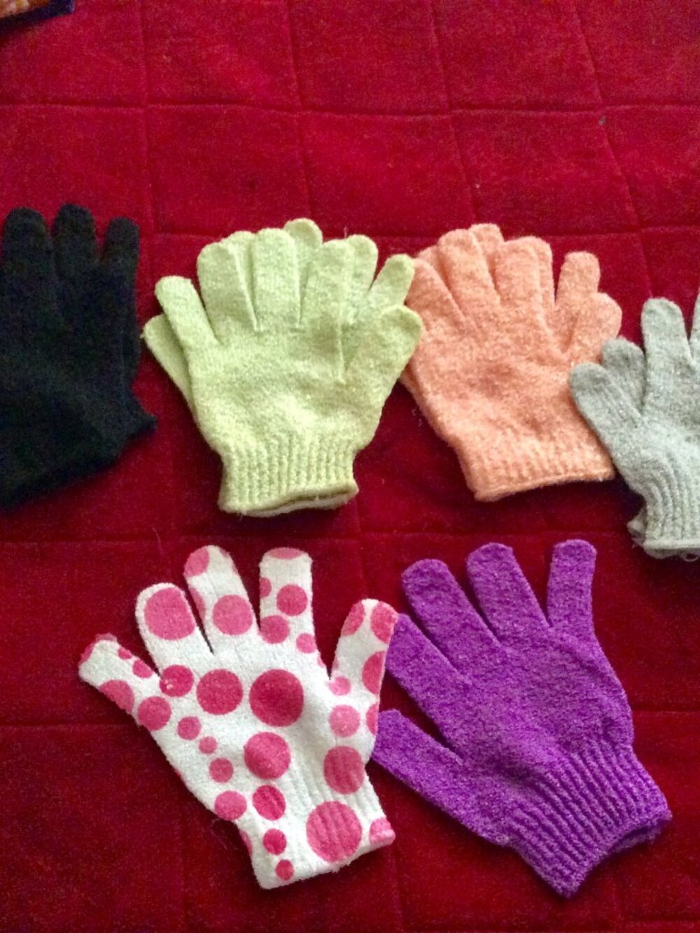 Assortment Lot Of Colorful Textured Exfoliating Bath And Shower Gloves